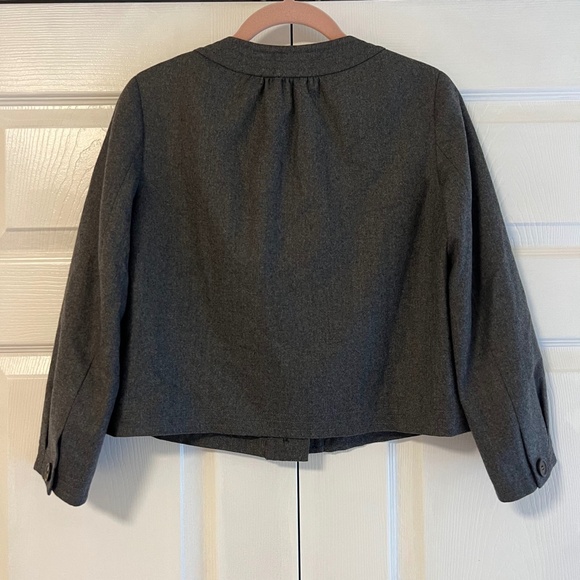 J. Crew Gray 100% Wool Cropped Blazer Jacket Size 0 - Picture 6 of 9